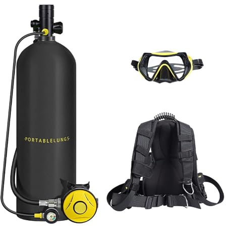 LZDOYY Mini Tanque de Buceo con máscara de Buceo, 30-60 Minutos de respiración bajo el Agua,Botella de Tanque de Buceo Reutilizable de 3L/4L, Tanque de Buceo de presión máxima de 3000 PSI,A-3L