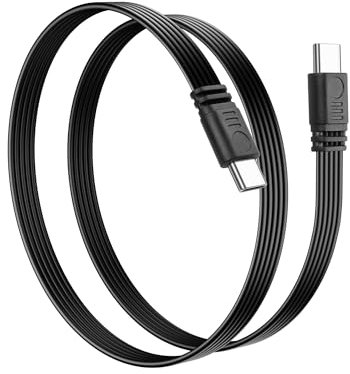 SinLoon USB C Male to Male Data Cable Type-C Flat Silicone Cable, Efficient Charging and Data Transmission, Specially Designed for External SSD, Mobile Phones, Power Banks, and Laptops - 0.5M