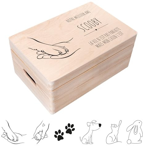 Creative Deco Personalised Memory Pet Box | Custom Keepsake Boxes | Multi-Design | Customised Wooden Storage Box with Hinged Lid