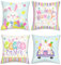 Bonhause 4er Set Kissenbezüge Ostern Frohe 45 x 45 cm Hase Ostereier Möhren Dekorative Kissenhülle Zierkissenbezüge für Sofa Schlafzimmer Zuhause Frühling Ostern Dekoration