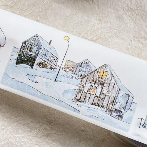 RICHTAPES DingDing Vol8-27 Winter,Cute Cat&Fox and Snow Scene Pre-cut Washi Tape Stickers,2.36 IN x 10.94 YD,Original Design,for Scrapbook Supplies,Scrapbook Tape Stickers,Junk Journal Supplies
