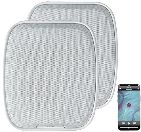 2 Haut-parleurs Rechargeables avec Radio et Fonction Bluetooth - Coloris Blanc [auvisio]