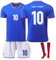 Awonlate Ensemble de Maillot de Football en Jersey, Maillot N°10 de Football pour Enfant, T-Shirt de Football, Short de Football pour la Enfant L Bleu,Taille:26 (Hauteur: 140-150CM)