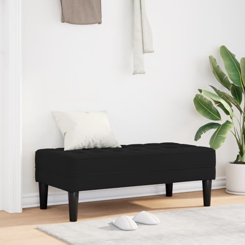 Teenpull Samt Bank Schwarz, 113x57x39 cm, Modernes Design, Sitzbank für 2 Personen, Robustes Naturholz, Ideal für Wohnzimmer, Flur, Esszimmer