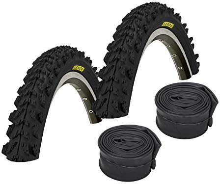 KENDA Set: 2 x Psycho SCHWARZ Fahrrad MTB Reifen 26x1.95 + Conti SCHLÄUCHE Rennradventil