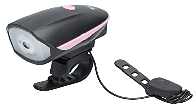 TM Electron TMTOR014P luz LED de 3W, 250LM y 4 Modos para Bicicleta con bocina eléctrica, Color Rosa, Standar