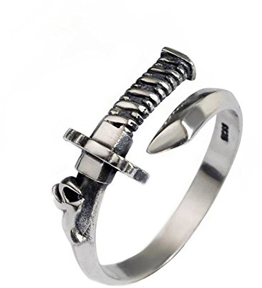 Helen de Lete Bague réglable pour homme en argent sterling 925 en forme d’épée, style vintage