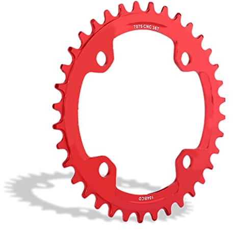 Fahrrad Kettenblatt, 32/34/36 / 38T BCD 104 Mountainbike Single Speed Kettenblatt Geeignet für die Meisten Fahrrad Rennrad Mountainbike (36T-Rot)
