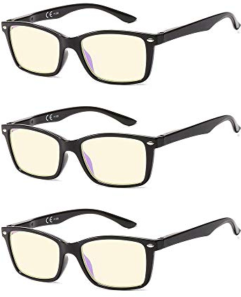 Suertree 90% Blaulichtfilter Lesebrille 3 Pack Sehhilfe Augenoptik Brille Lesehilfen für Damen Herren BM151T 2.0x