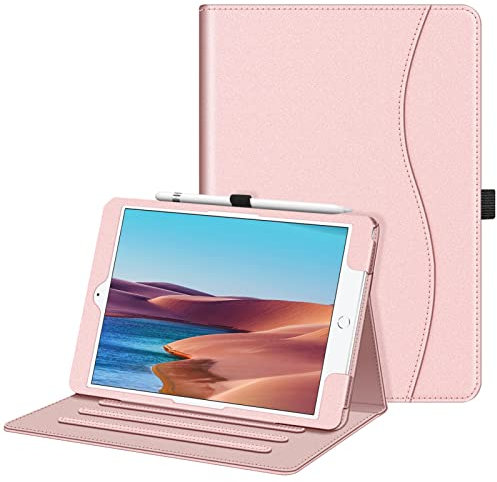 FINTIE Case for iPad 9th / 8th / 7th Generation (2021/2020/2019) 10.2 Inch - [Corner Protection] Multi-Angle Viewing Stand Cover with Pocket & Pencil Holder, Auto Wake Sleep, Rose Gold