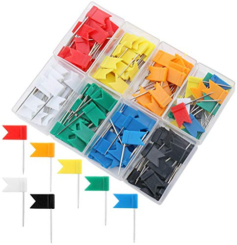Milisten 160 Stück Flaggen-Pinnnadeln bunte Landkarten-Reißzwecken Mini-Flaggen-Formnadeln für Korktafeln, Karten, Fotos, Kalender, Schule, Bürobedarf