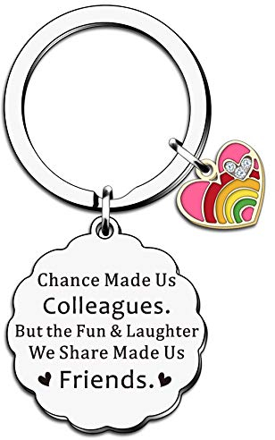 Hulala Best Friend Schlüsselanhänger für Frauen, Freundschaftsgeschenk, hübscher Schlüsselanhänger mit Gravur „Chance Made Us Colleagues But The Fun & Laughter We Share Made Us Friends“