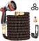 Expandable Garden Hose Pipe 75FT, Upgraded 3-Layer Latex No-Kink Flexible Water Hose, 3/4&1/2 Metal Connectors, 10 Function Spray Nozzle, Hose for Gardening, Washing & Cleaning