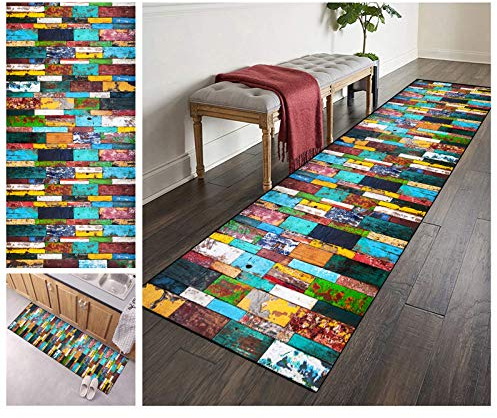 ZVEZVI Teppich Läufer Flur rutschfest Washchbar 80X450cm Bunt Vintage Lang Meterware, Teppichläufer läufer Polyester Anpassbar