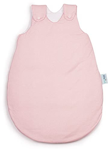 Saco de dormir para bebé Honey | crece y transpirable | Saco de dormir para bebé todo el año | Tejido certificado Öko-Tex | Cuatro tamaños ajustables (Spots Flamingo, 74/80)
