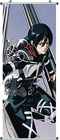 Großes Attack on Titan Rollbild | Kakemono aus Stoff | Poster 100x40cm | Motiv: Mikasa Ackermann C