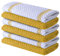 Infinitee Xclusives Premium Tea Towels | Pack of 6 | 100% Cotton |38 x 64 cm| Ultra Soft & Highly Absorbent Terry Dish Towels for Kitchen, Bar & Daily Household Cleaning Use | Radiant Yellow |