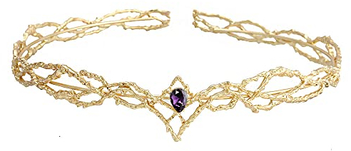 LEEMASING Krone mit Kristallen, Haarreifen, Brautkrone, Stirnreifen für Prinzessin oder Königin, für Geburtstag, Hochzeit, Halloween, Kostüm-Party (Gold Lila)