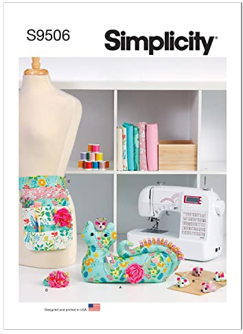 Simplicity SS9506OS Katze Organizer mit Maus Nadelkissen, Maus Nähgewichte, Schürze, Nähclip Armband OS One Size Only