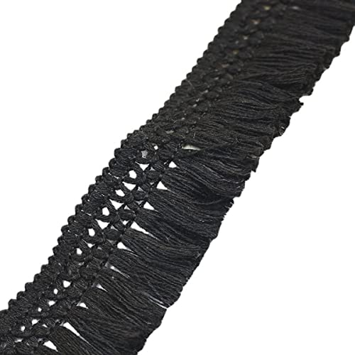 Yalulu 10 Yards Quaste Fransenborte Fransenband Quaste Trim Band Fringe Borte Fransen Quasten Trim Fransen Spitzenborte Dekoband für Kleidung,Kostüme,DIY Nähen (Schwarz)