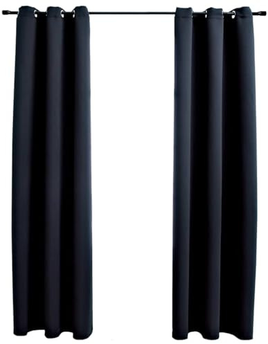vidaXL Verdunkelungsvorhänge mit Ringen 2 STK. Schwarz 97x213 cm Stoff