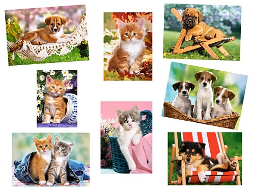 alles-meine.de GmbH 1 Stück: Mini Puzzle/Minipuzzle 80 Teile - Tiere/Haustiere - für Kinder Kinderpuzzle Minipuzzles Haustiere Katze Tierkinder Katzen Hund
