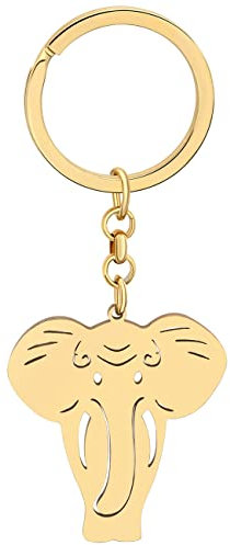 LONYOO Edelstahl Elefant Schlüsselanhänger Brieftasche Autoschlüssel Schlüsselanhänger Schmuck Elefant Geschenke für Frauen Mädchen Charms (Vergoldet A)