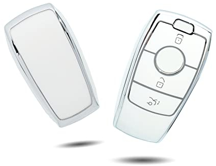 OFFCURVE Autoschlüssel Hülle Schlüsselhülle, Schlüsseltasche Autoschlüssel Schutzhülle TPU Schlüsselgehäuse 3 Tasten für Mercedes Benz Class A B C E G S CLA CLE CLS GLA GLC GLE GLK Up