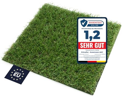 Primaflor Kunstrasen Amy | 200x550 cm | Grün | 23 mm hoch | UV-stabil & wasserdurchlässig | Rasenteppich für Balkon und Terrasse | Outdoor Bodenbelag | zuschneidbarer Balkonrasen
