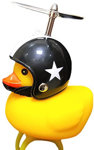 KRAISS Gummiente Spielzeug Ornamente | Gummi gelbe Ente Auto Ornamente | Squeeze Duck Fahrrad Hörner und Fahrrad Licht Dekor für Motorrad, Fahrrad Zubehör, Radfahren, Ente Spielzeug