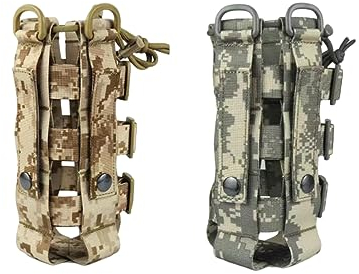 Bolsa botella de agua táctica Ancho ajustable Bolsa de botella de agua militar Portador de Botella de Agua Bolsa Portable Nylon para senderismo bicicleta correr camping deportes al aire libre 2 piezas