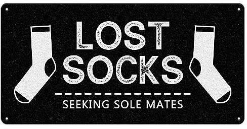 Lost Socks Seeking Sole Mates Vintage Laundry Room Signs Retro Laundry Metal Signs Wall Decor 12 x 6 Inch Laundry Rules Hanging Printed Decor for Home (Black)