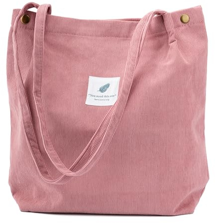 TOPASION Cute Corduroy Tote Bag Canvas Shoulder Handbags for Women Travel Shopping