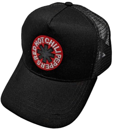 Rock Off Red Hot Chili Peppers Logo Black Mesh Back Baseball Cap One Size Adjustable, Schwarz