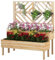 HOMASIS Fioriera con Grigliato in Legno per Esterno, Fioriera con Traliccio a 2 Ripiani, Fioriera Rialzata Verticale per Piante Rampicanti in Abete con Fori di Drenaggio, 109 x 62 x 135 cm (Naturale)