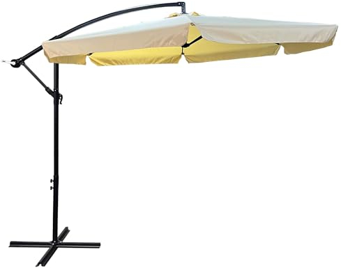 AKORD Sonnenschirm mit Kurbel Sechseckig CYNIA | 300x300x245 cm Ampelschirm | Neigungswinkel und Höhe Verstellbar | Marktschirm Terrassenschirm Balkon Wasserdicht | Gartenschirm UV-Schutz | Beige