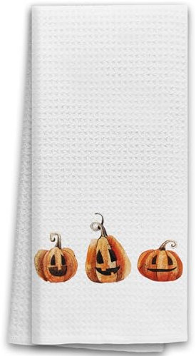 TNUW Halloween-Kürbis-Küchen-Geschirrtücher, 40,6 x 61 cm, Kürbis-Dekor, gruselige Küchentücher für Badezimmer, Herbstdekoration, Herbstdekoration, botanische Handtücher für Bauernhaus, Küche,