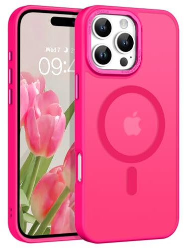 VENINGO Magnetic for iPhone 16 Pro Max Case, Compatible with Mag Safe Matte Translucent TPU Bumper Shockproof 360 Protective Slim Case for iPhone 16 Pro Max, Hot Pink