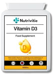 Vitamin D3 4000 IU – 365 Tablets | High Strength | 12-Month Supply | Bone, Immune & Muscle Support | Non-GMO & Vegetarian | Supports Calcium Absorption | Made in UK to GMP Standards