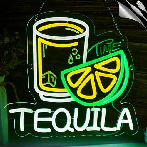 JIANGNEON Tequila Time Neon Sign for Wall Decor, 13 x 17, Acrylic, Silicone, Bar & Drinking, Wall Mount, Casual