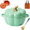 Oven Safe Pumpkin Bowls, Pumpkin Dutch Oven Pot with Lid, Mini Baking Dish Cute Pumpkin Bowl, Ceramic 0.75-Qt Petite Pumpkin, Oven & Stove Safe up to 572°f, Pumpkin Dish (Green)