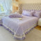 Zhiyuan Floral Quilted Lace Ruffled Bedspread Set Lightweight Bed Coverlet and 2 Pillowcases Set 245 x 270 cm, Lilac