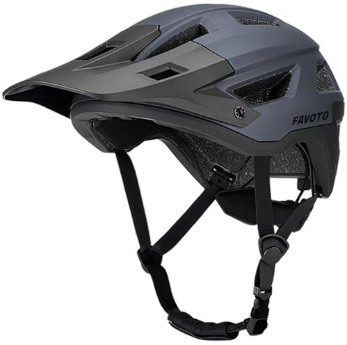Favoto Rennradhelm Mountainbike mit Schirm Leicht - Doppelte Technologie Inmould MTB Helm für Herren Damen Fahrradhelm M(55-58cm) Grau