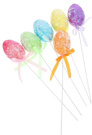 Levemolo 6 Stück Eiersträuße Eierspieße Kunststoff Eier Eierdekor Für Osterdekoration Blumenarrangements Frühlingssträuße