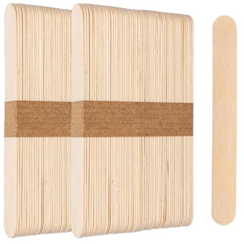 100x Holzspatel, Holzstäbchen zum Basteln, Eisstiele aus Holz 15x1,8cm, Holzspachtel DIY, Eisstäbchen Holz, Einweg Eisstiele zum Basteln, Spatel für Kosmetik, Holzspachtel, Bastel Zubehör