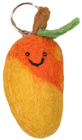 Avejjbaey Eleganter Filz-Charm-Taschen-Anhänger, 3D-Obst-Form, Schlüsselanhänger, tragbare Taschendekoration, modische Handtaschen-Charm-Accessoires