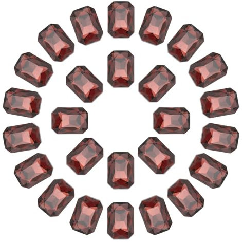 sourcing map Octagon Rectangle Rhinestones Crystal Faceted Rhinestones with Silver Plated Glass Gems for Crafts 50pcs 10x14MM Wine Red