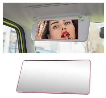 KHGUZ LED Car Sun Visor Vanity Mirror, Dimmable Rechargeable Vehicle Touch Screen Cosmetic Mirror with 3 Light Modes & 60LEDs, Auto Interior Rear View Makeup Accessories, Universal Fit (Pink)