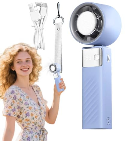 Genérico portátil Handheld Fan, Personal Cooling Fan, Battery Operated Air Cooler, Sturdy Bladeless Fan, Digital Display Cool Gadgets with 199 Speeds for Travel Outdoor Camping Use