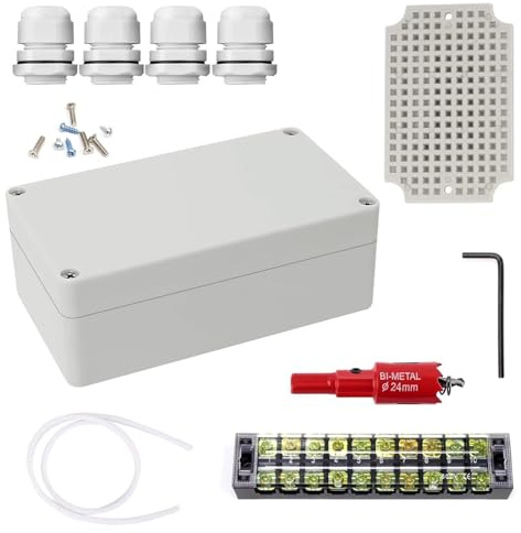 HSUYUN Abzweigkasten, 200 × 120 × 75 mm Anschlussdose Wasserdicht, IP66 Klemmdose Aufputz, ABS Kunststoff Anschlusskästen, mit Klemmen und Montagezubehör, für Kabel von ø12–15 mm